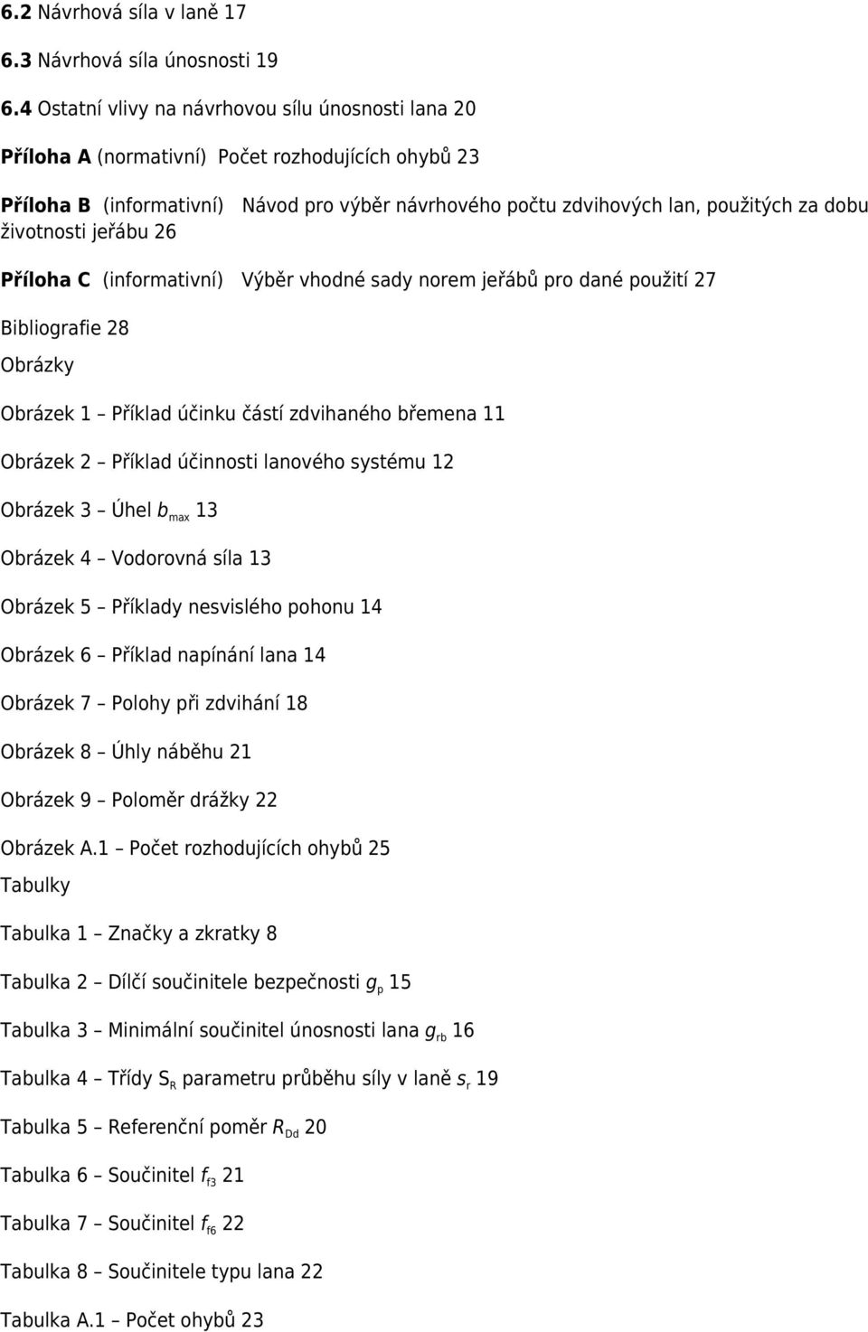 životnosti jeřábu 26 Příloha C (informativní) Výběr vhodné sady norem jeřábů pro dané použití 27 Bibliografie 28 Obrázky Obrázek 1 Příklad účinku částí zdvihaného břemena 11 Obrázek 2 Příklad