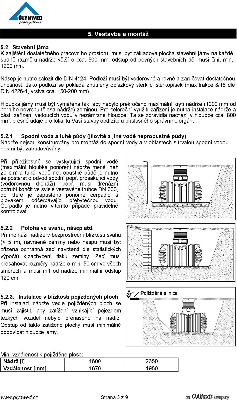 Jako podloží se pokládá zhutněný oblázkový štěrk či štěrkopísek (max frakce 8/16 dle DIN 4226-1, vrstva cca. 150-200 mm).