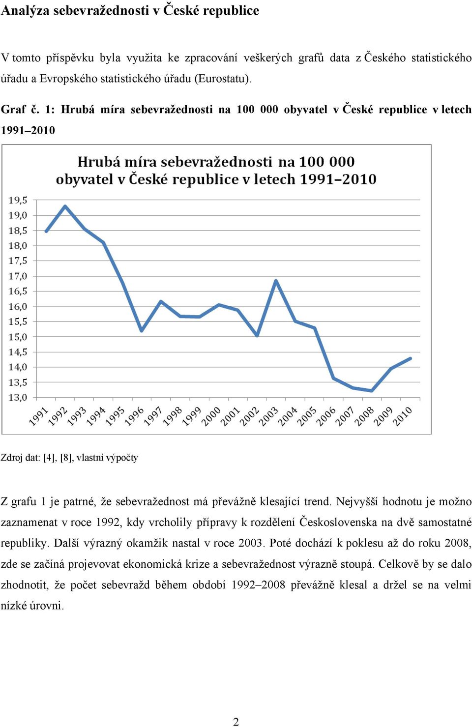 Nejvyšší hodnotu je možno zaznamenat v roce 1992, kdy vrcholily přípravy k rozdělení Československa na dvě samostatné republiky. Další výrazný okamžik nastal v roce 2003.