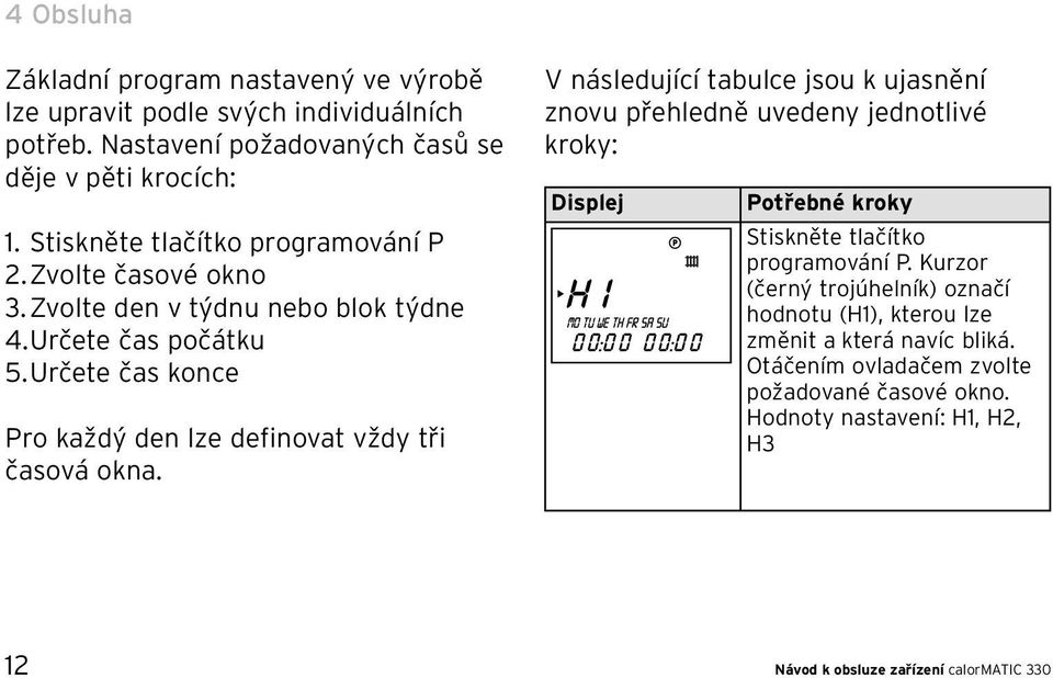 Určete čas konce Pro každý den lze definovat vždy tři časová okna.