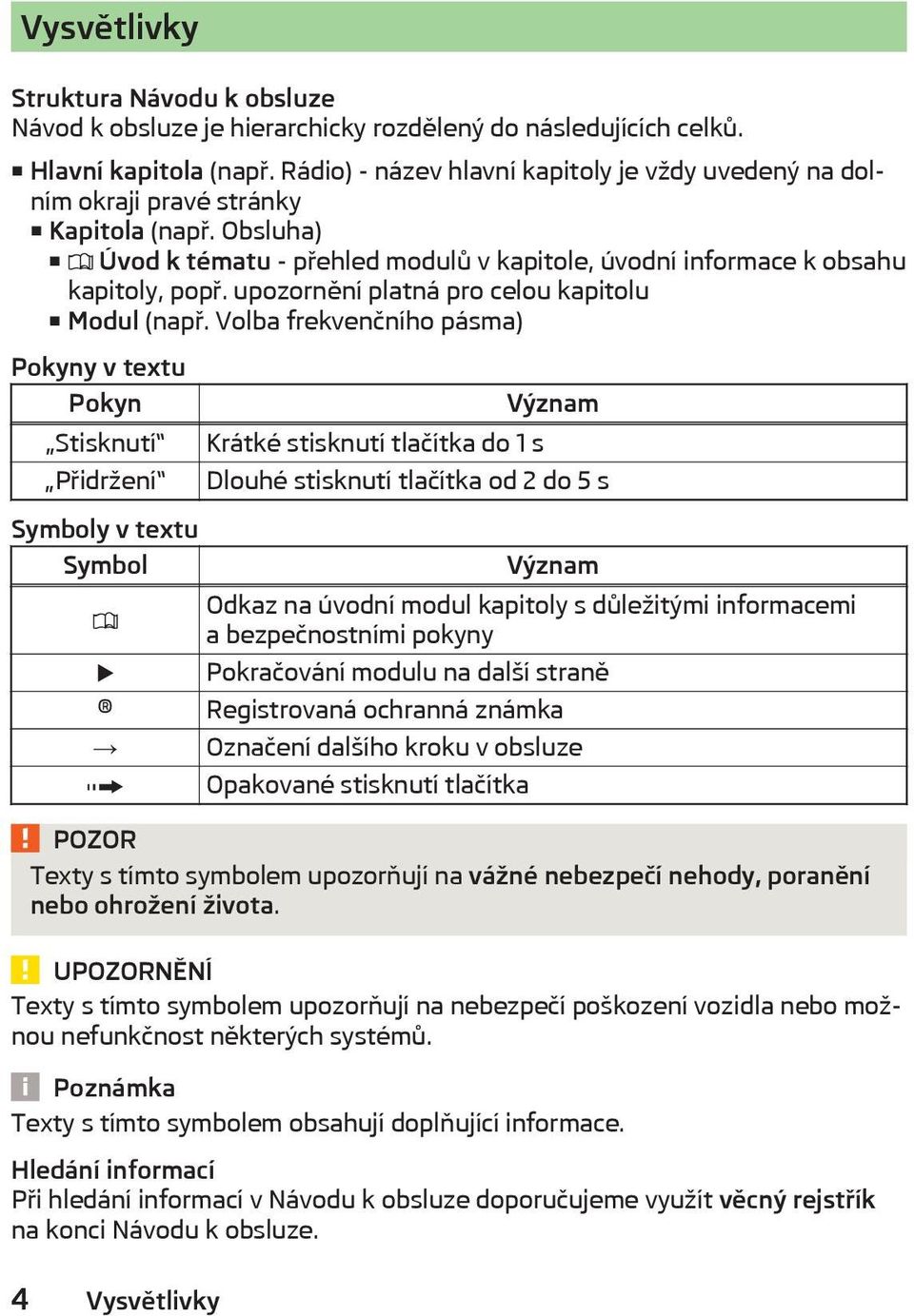 upozornění platná pro celou kapitolu Modul (např.