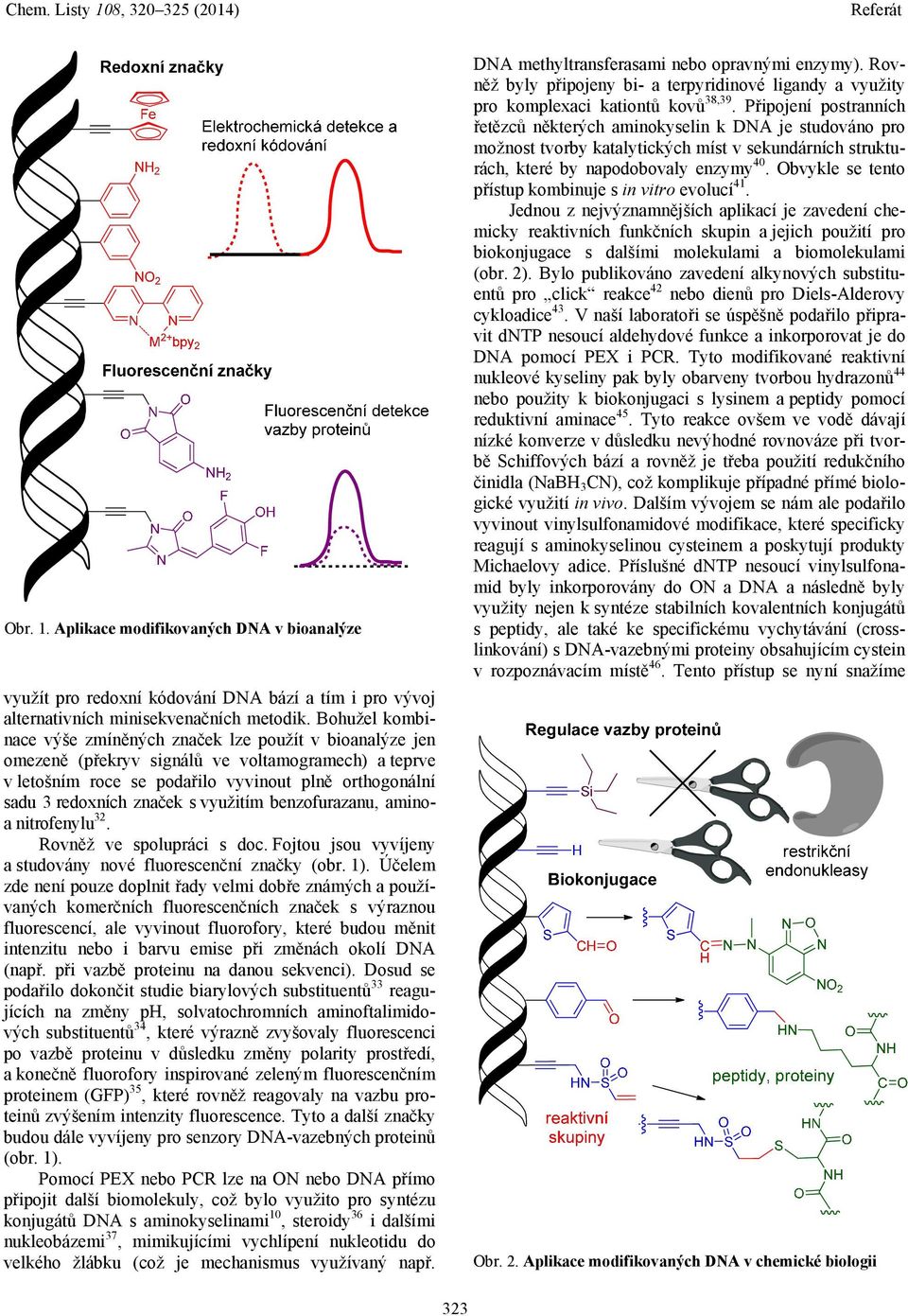 s využitím benzofurazanu, aminoa nitrofenylu 32. Rovněž ve spolupráci s doc. Fojtou jsou vyvíjeny a studovány nové fluorescenční značky (obr. 1).