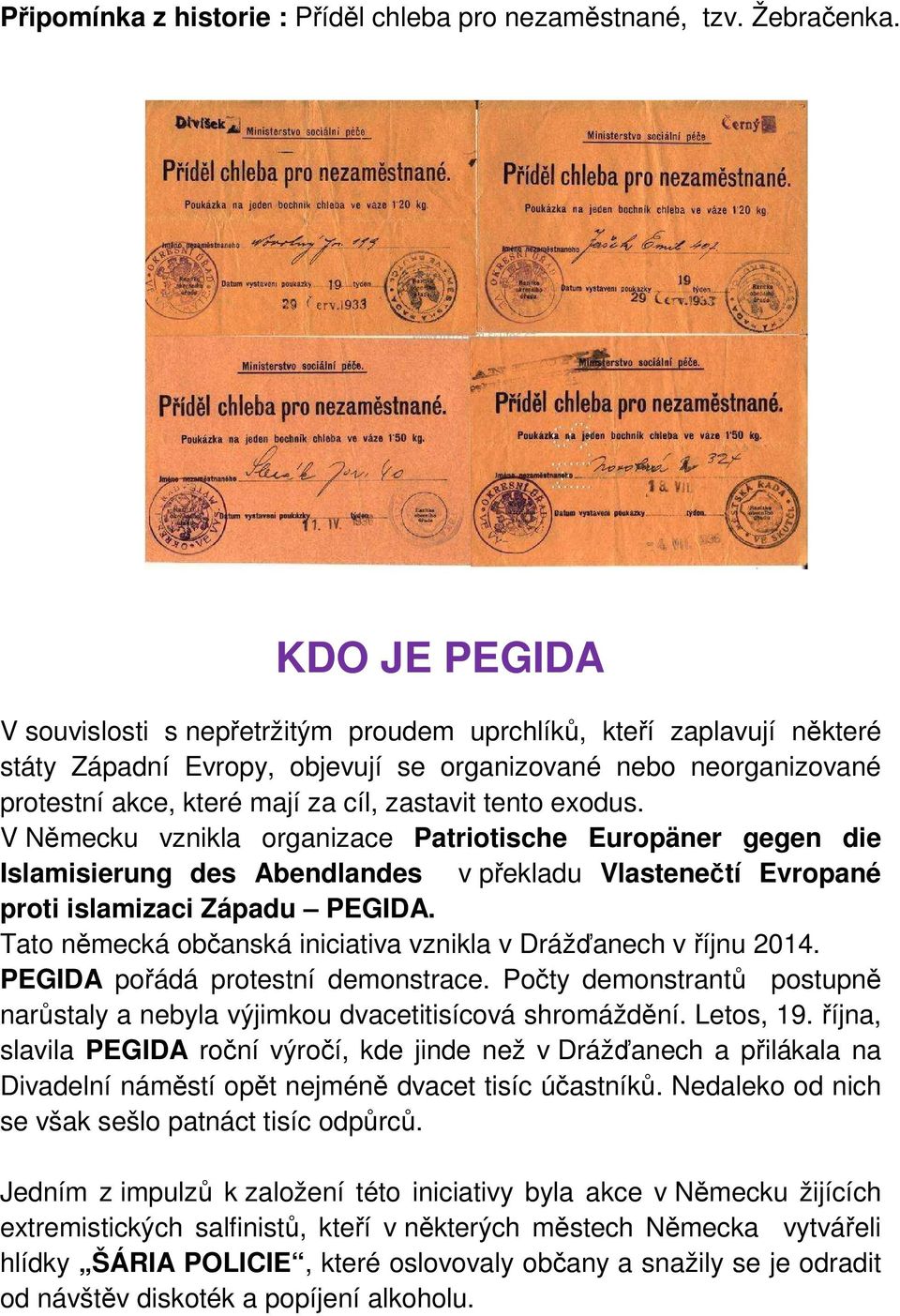tento exodus. V Německu vznikla organizace Patriotische Europäner gegen die Islamisierung des Abendlandes v překladu Vlastenečtí Evropané proti islamizaci Západu PEGIDA.