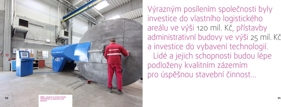 Kč a investice do vybavení technologií.