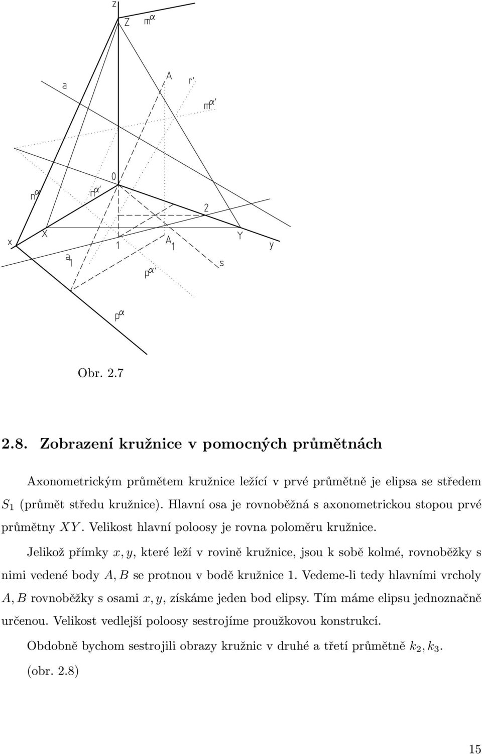 Jelikož přímky x, y, které leží v rovině kružnice, jsou k sobě kolmé, rovnoběžky s nimi vedené body A, B se protnou v bodě kružnice 1.