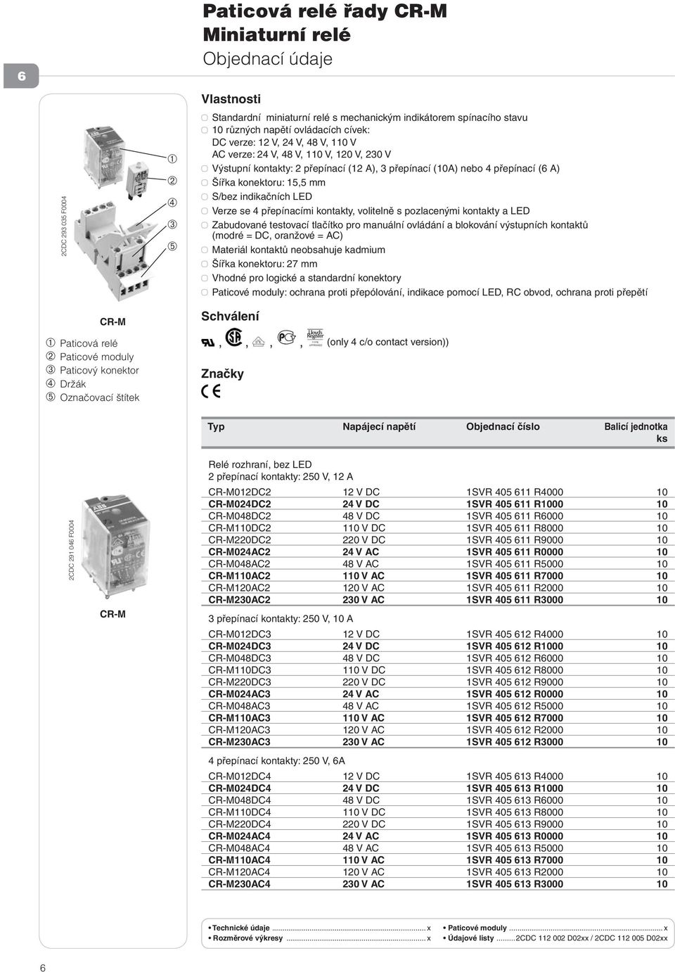 LED Verze se 4 přepínacími, volitelně s pozlacenými a LED Zabudované testovací tlačítko pro manuální ovládání a blokování výstupních kontaktů (modré = DC, oranžové = AC) Materiál kontaktů neobsahuje