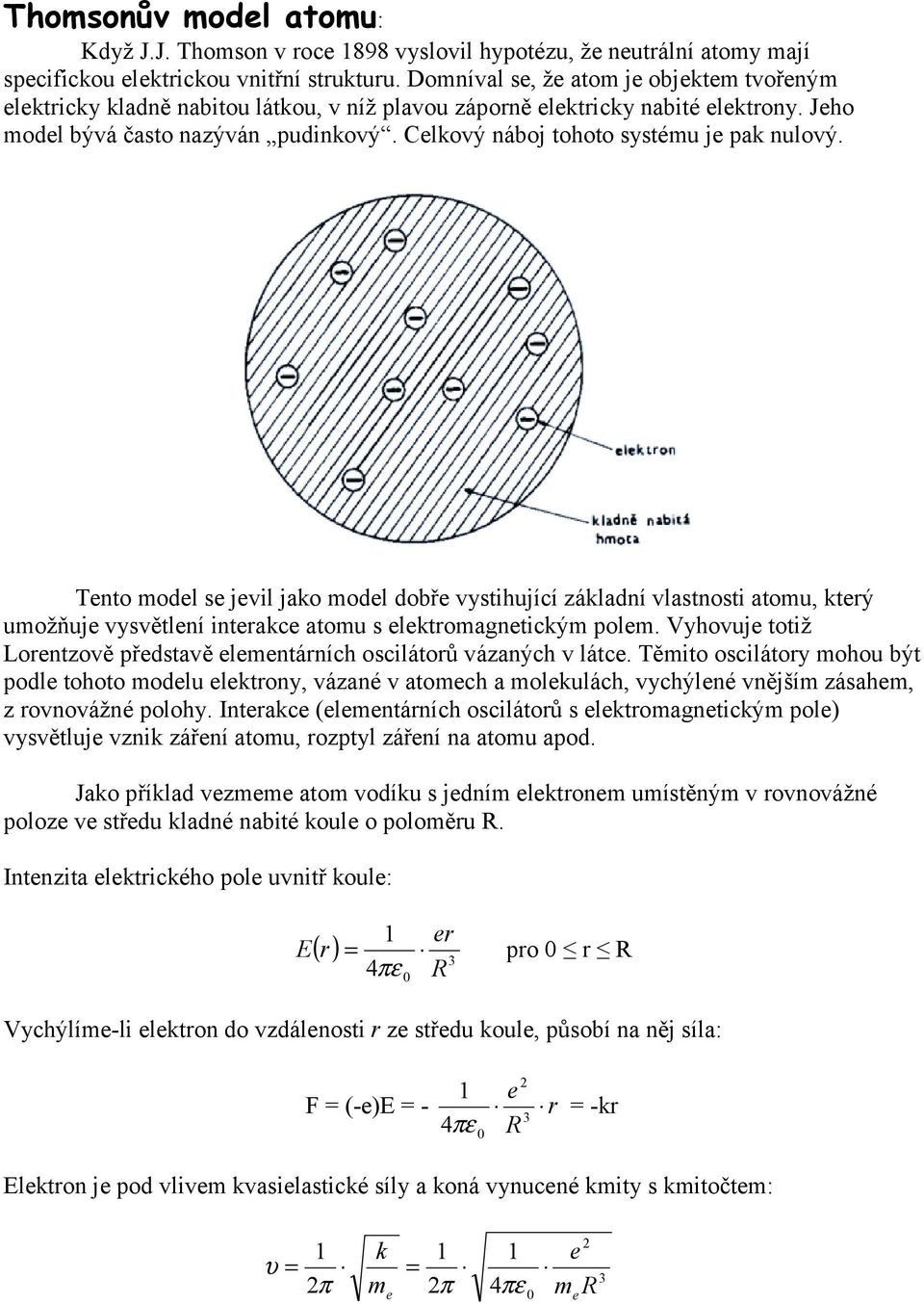 Tnto modl s jvil jako modl dobř vystihující základní vlastnosti atomu, ktrý umožňuj vysvětlní intrakc atomu s lktromagntickým polm.