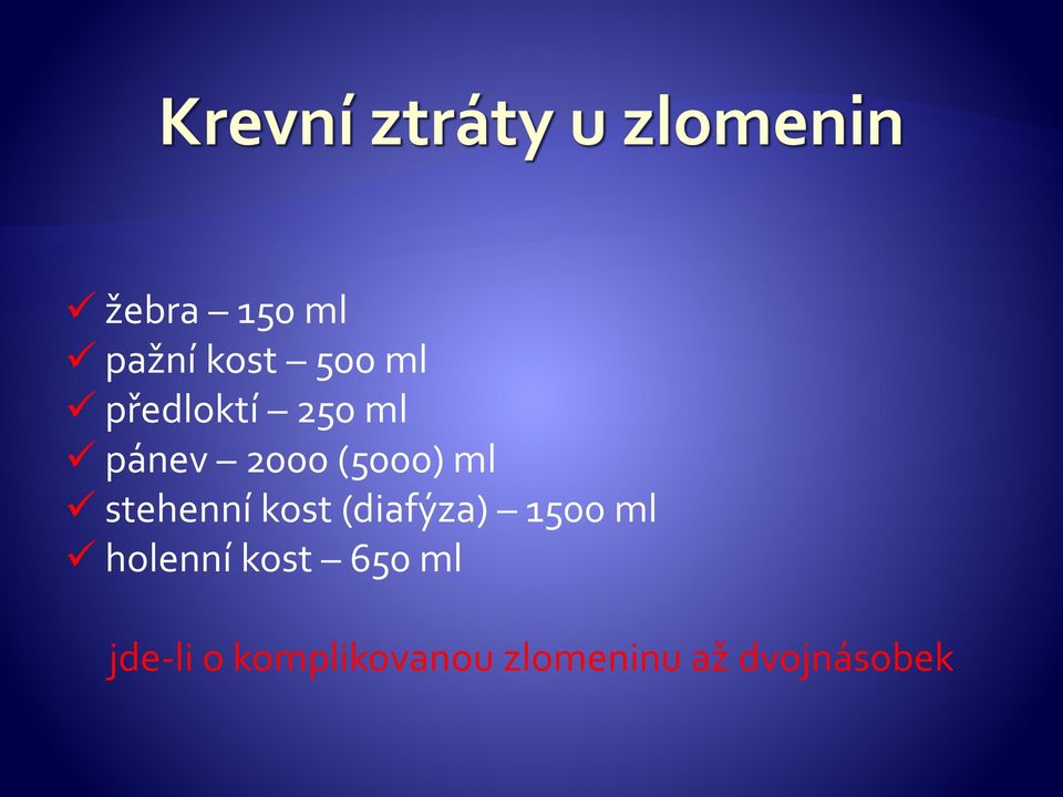 (diafýza) 1500 ml holenní kost 650 ml