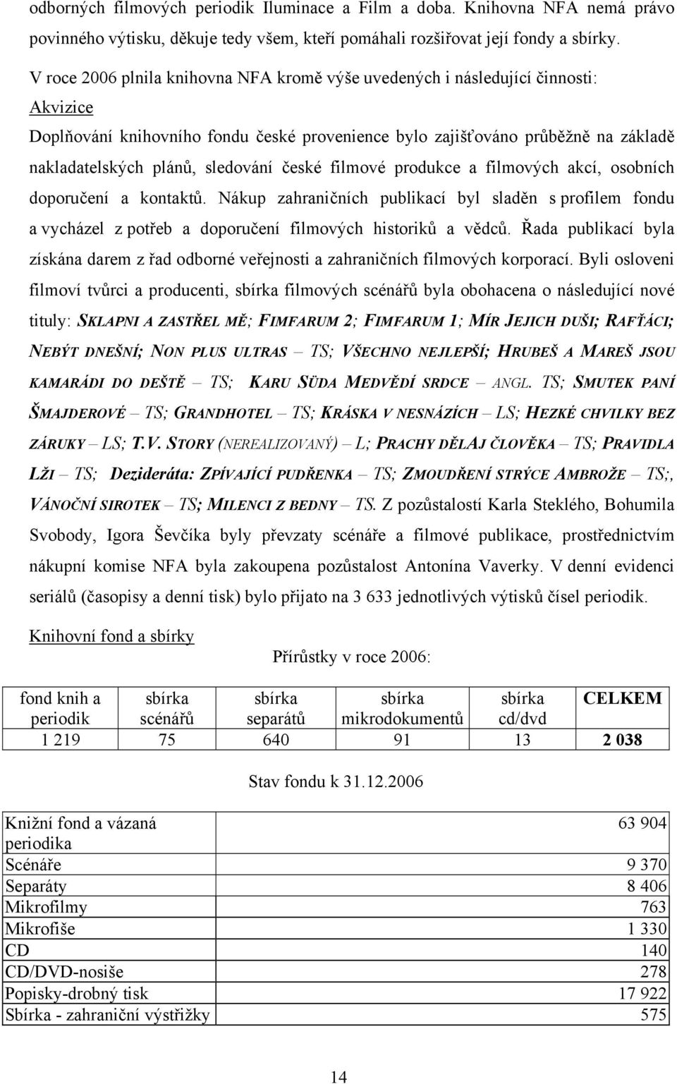sledování české filmové produkce a filmových akcí, osobních doporučení a kontaktů.