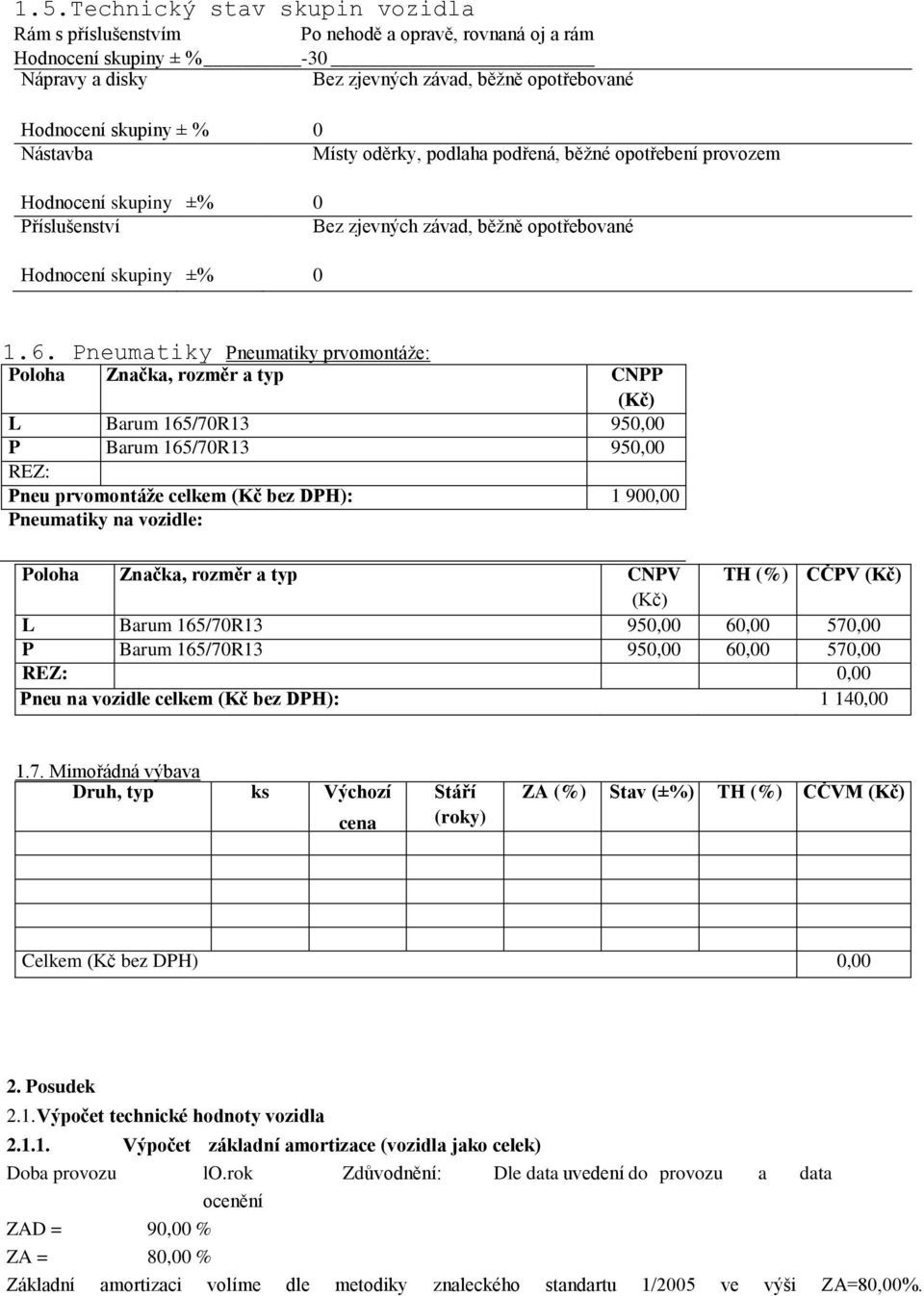 Pneumatiky Pneumatiky prvomontáže: Poloha Značka, rozměr a typ CNPP L Barum 165/70R13 950,00 P Barum 165/70R13 950,00 REZ: Pneu prvomontáže celkem (Kč bez DPH): 1 900,00 Pneumatiky na vozidle: Poloha