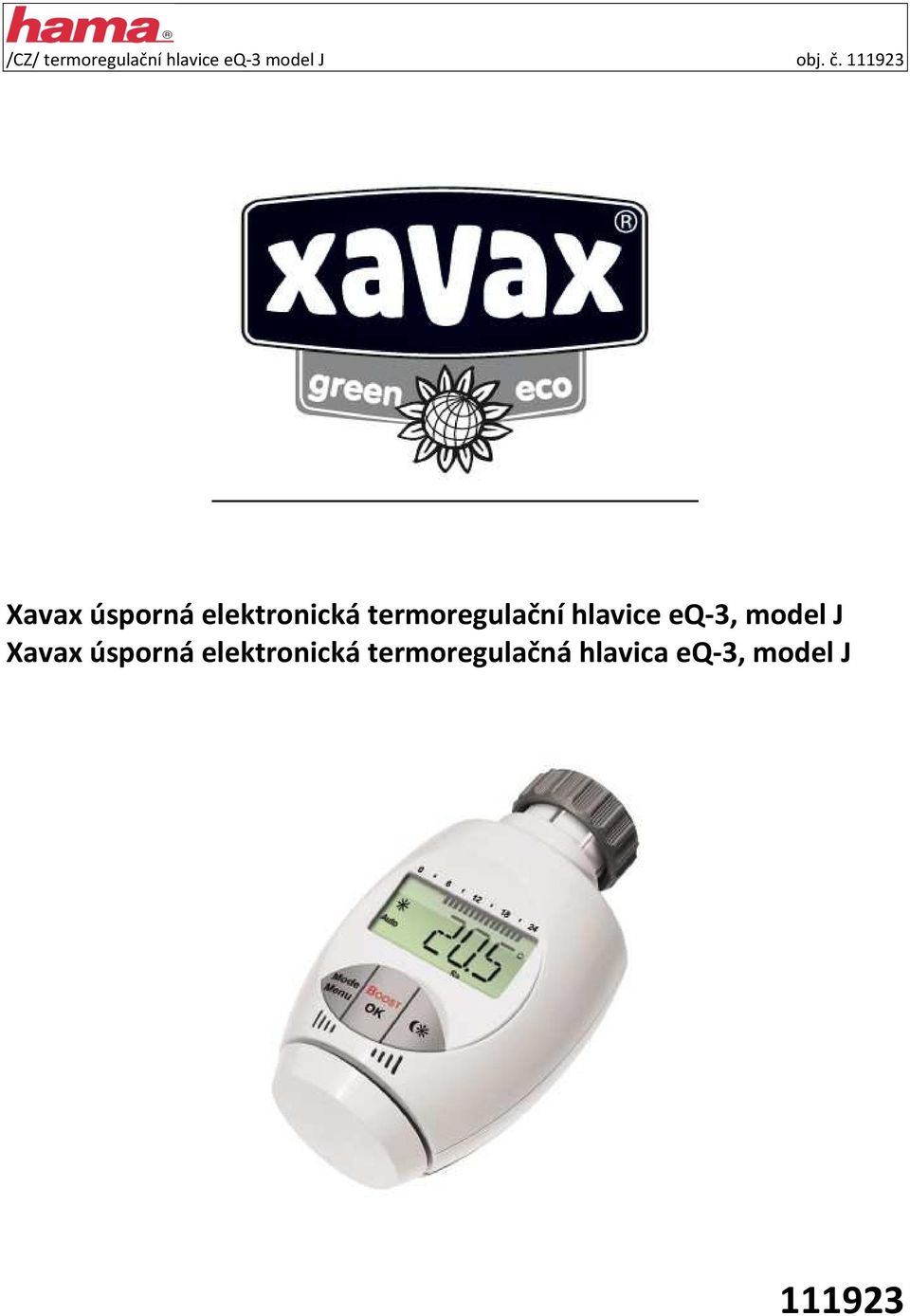 model J  termoregulačná hlavica
