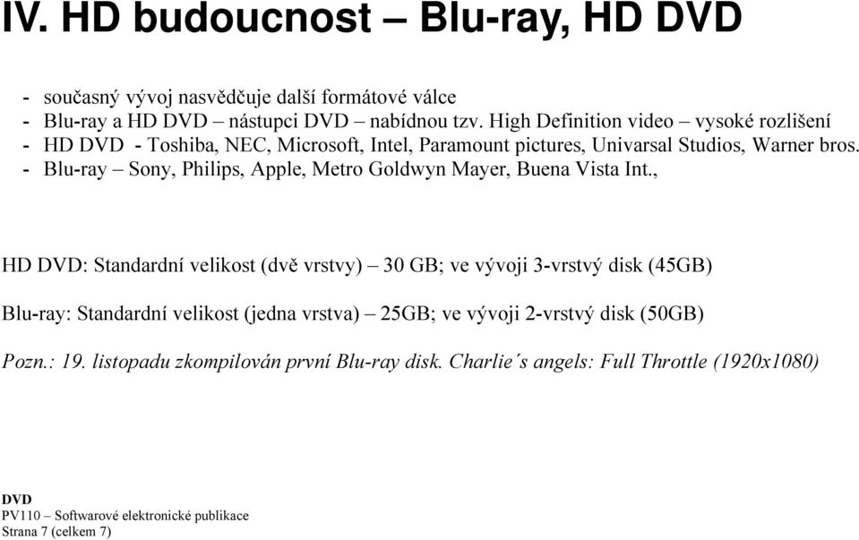 - Blu-ray Sony, Philips, Apple, Metro Goldwyn Mayer, Buena Vista Int.
