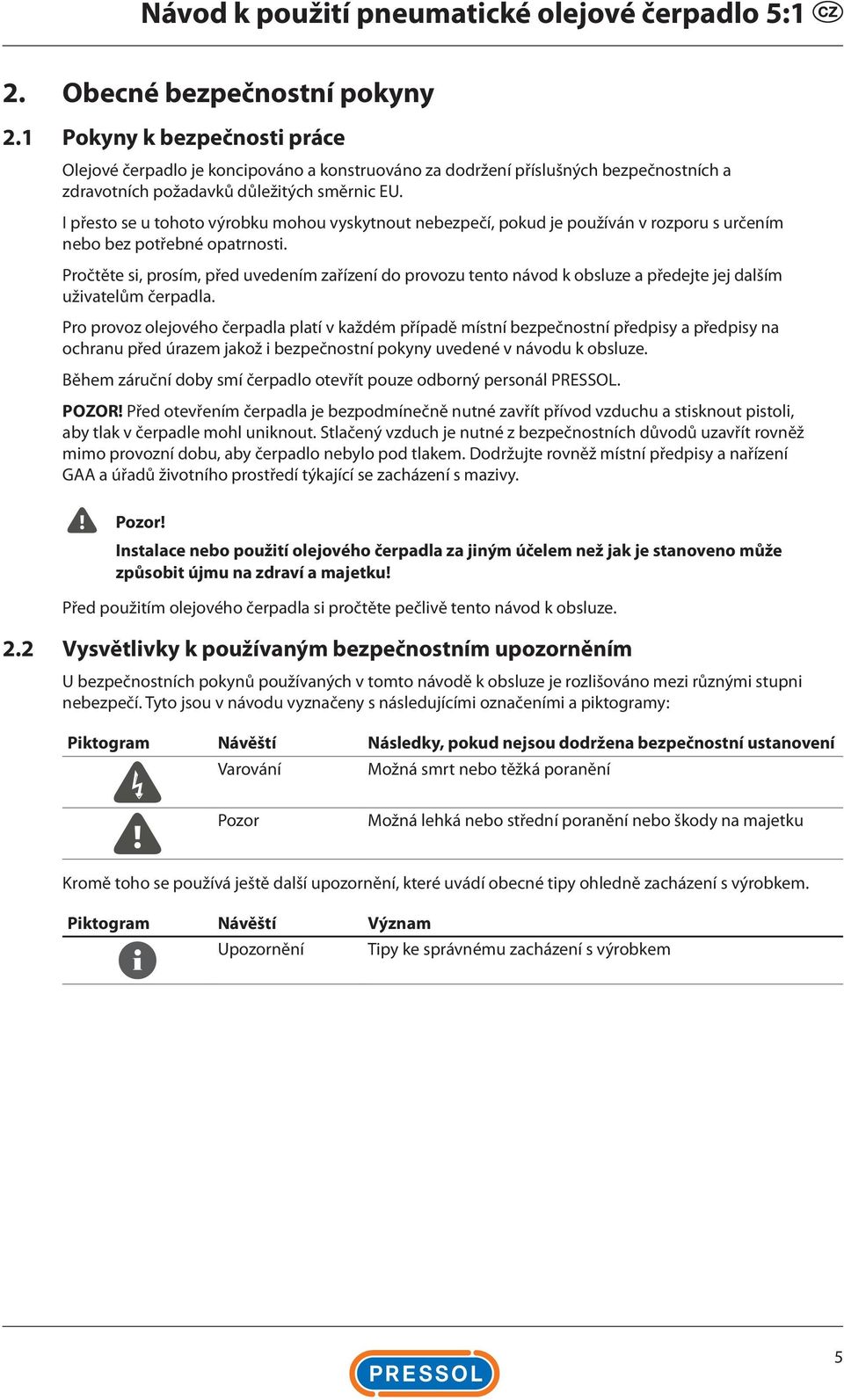 Pročtěte si, prosím, před uvedením zařízení do provozu tento návod k obsluze a předejte jej dalším uživatelům čerpadla.