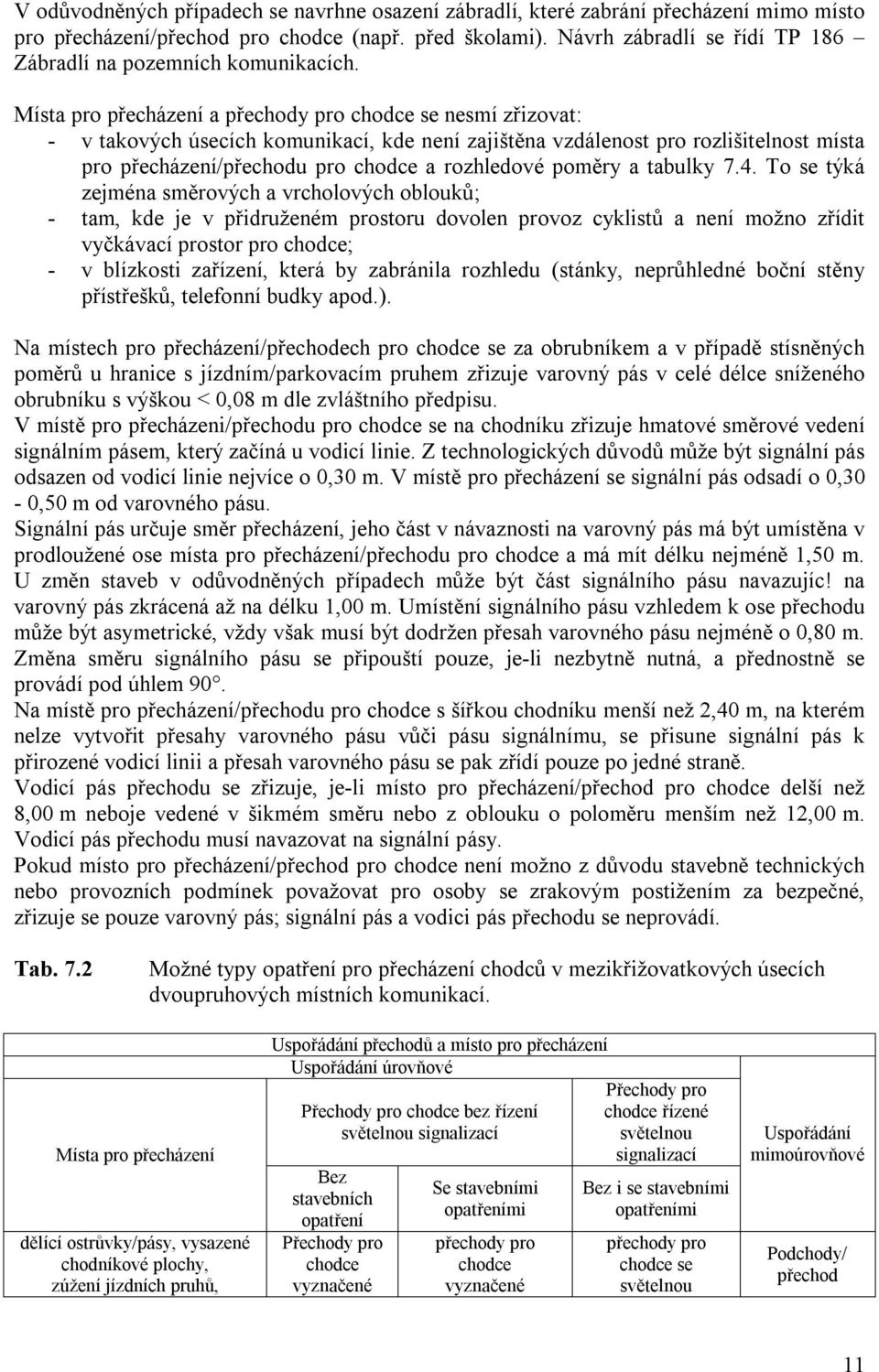 Místa pro přecházení a přechody pro chodce se nesmí zřizovat: - v takových úsecích komunikací, kde není zajištěna vzdálenost pro rozlišitelnost místa pro přecházení/přechodu pro chodce a rozhledové