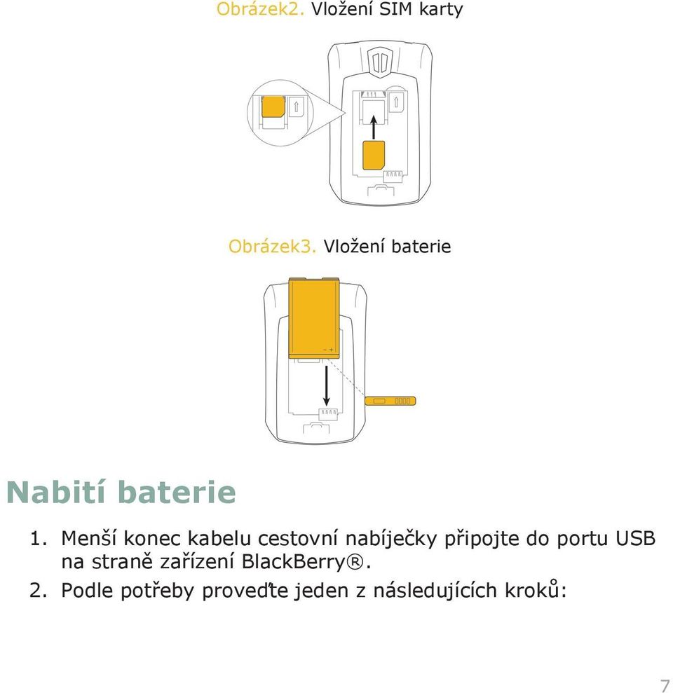 Menší konec kabelu cestovní nabíječky připojte do