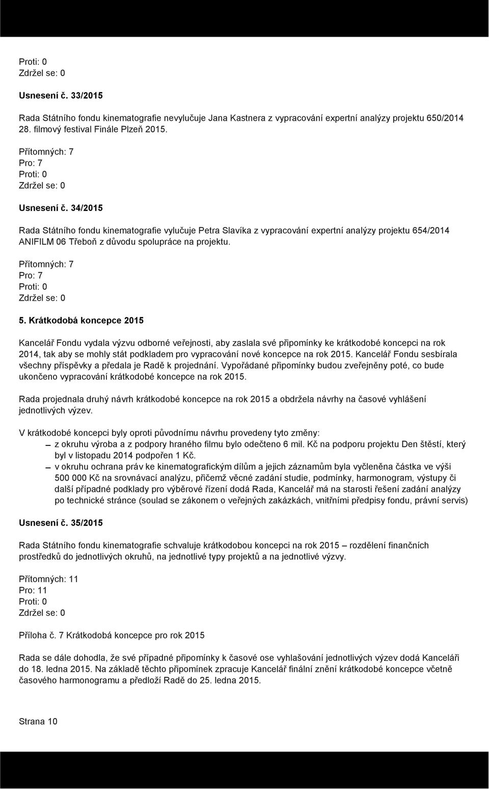 Krátkodobá koncepce 2015 Kancelář Fondu vydala výzvu odborné veřejnosti, aby zaslala své připomínky ke krátkodobé koncepci na rok 2014, tak aby se mohly stát podkladem pro vypracování nové koncepce