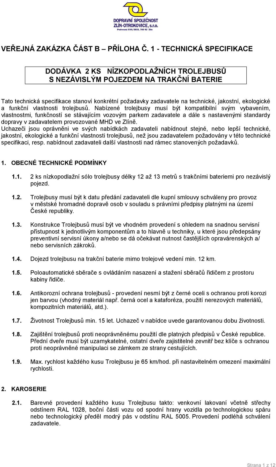 ekologické a funkční vlastnosti trolejbusů.