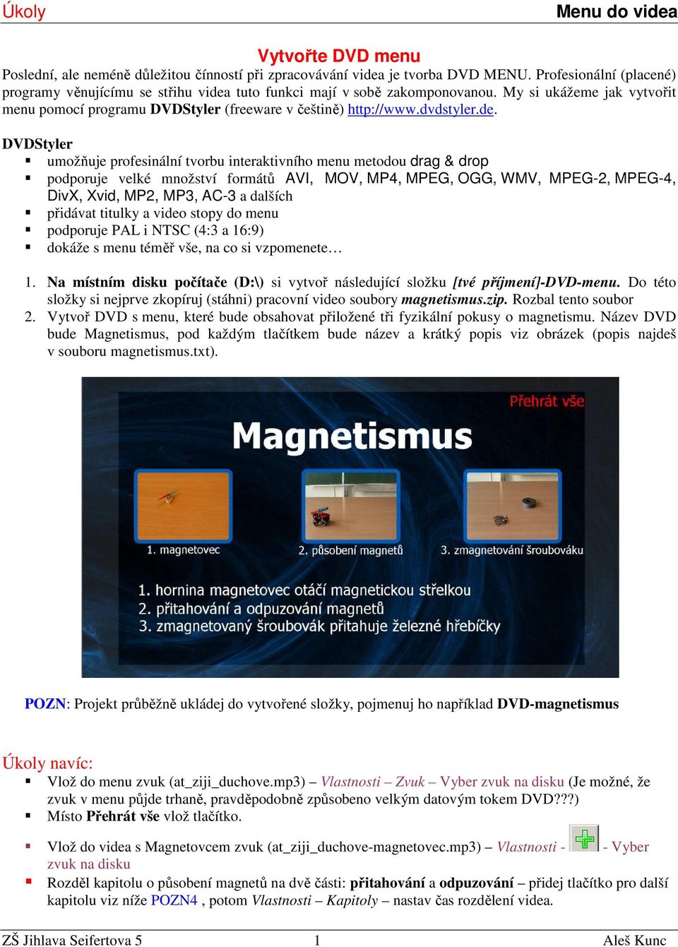 DVDStyler umožňuje profesinální tvorbu interaktivního menu metodou drag & drop podporuje velké množství formátů AVI, MOV, MP4, MPEG, OGG, WMV, MPEG-2, MPEG-4, DivX, Xvid, MP2, MP3, AC-3 a dalších