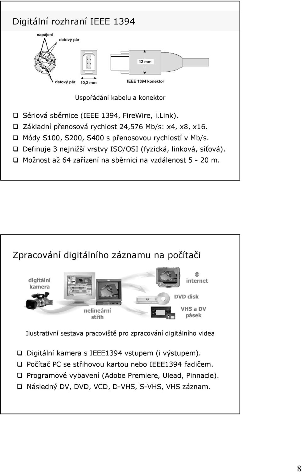 Možnost až 64 zařízení na sběrnici na vzdálenost 5-20 m.