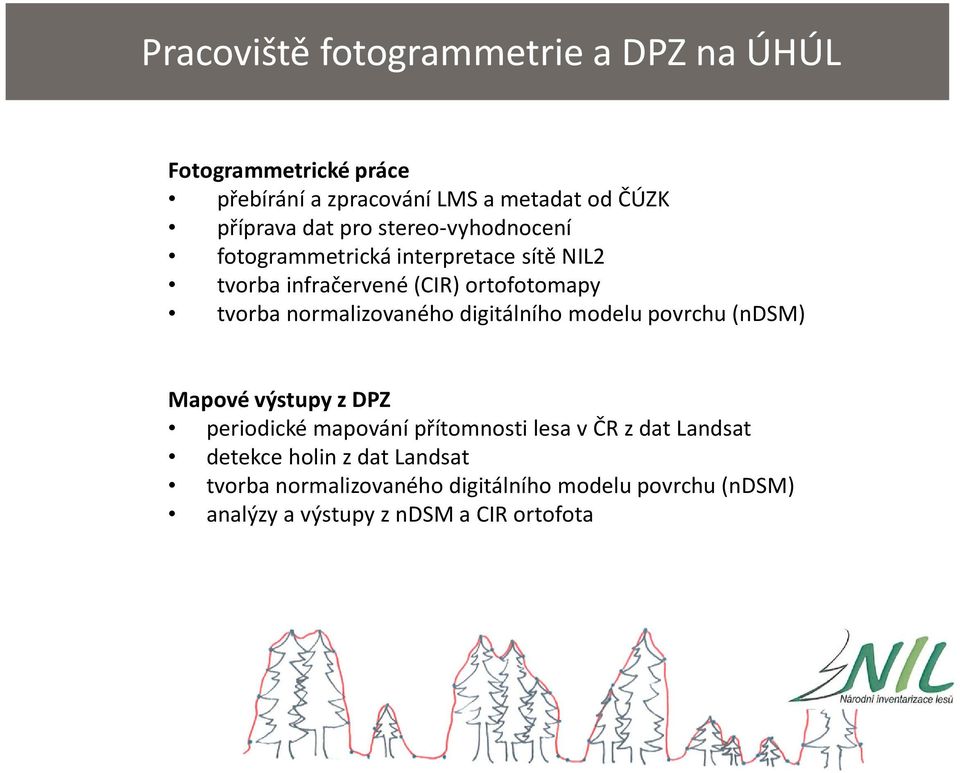 normalizovaného digitálního modelu povrchu (ndsm) Mapové výstupy z DPZ periodické mapování přítomnosti lesa v ČR z dat