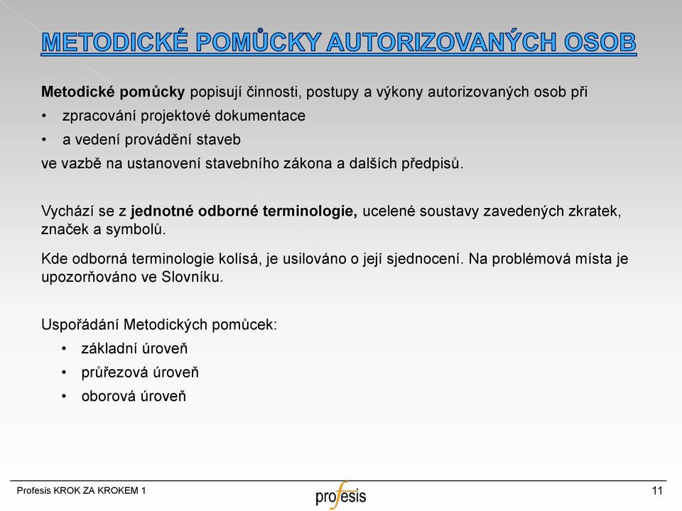 Vychází se z jednotné odborné terminologie, ucelené soustavy zavedených zkratek, značek a symbolů.