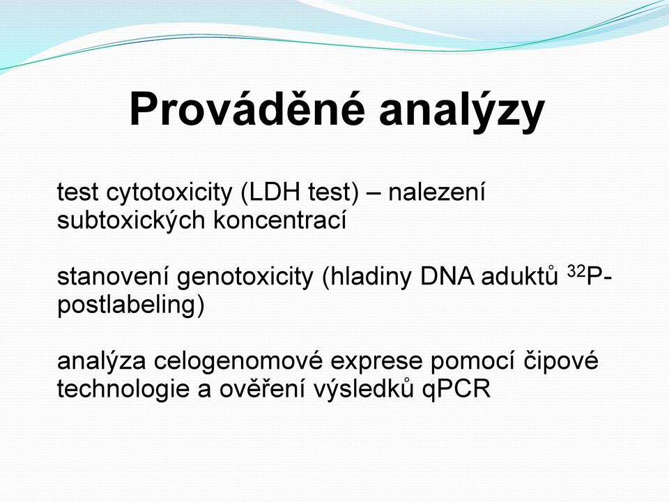(hladiny DNA aduktů 32 P- postlabeling) analýza