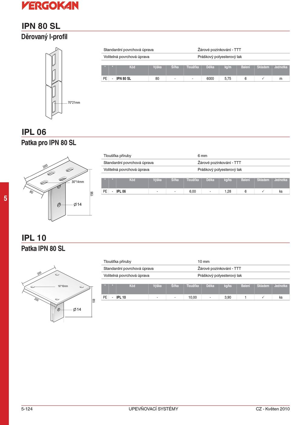 pro IPN 80 SL Tloušťka příruby 6 mm PE - IPL 06 - - 6,00-1,28 6 P ks IPL