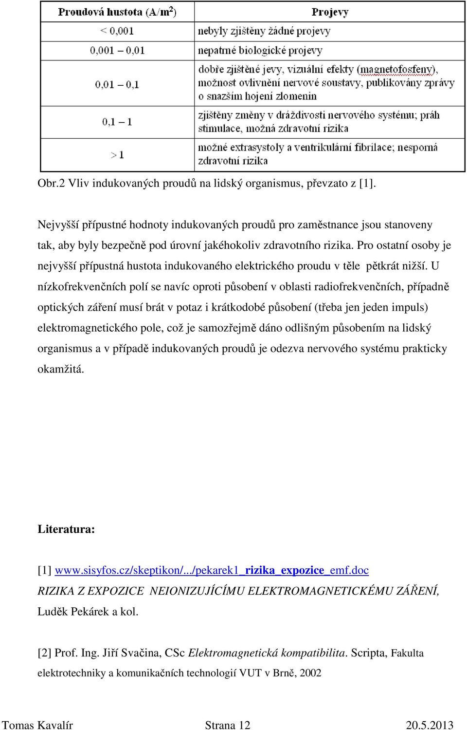 Pro ostatní osoby je nejvyšší přípustná hustota indukovaného elektrického proudu v těle pětkrát nižší.
