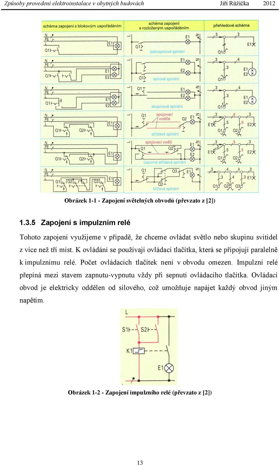 K ovládání se používají ovládací tlačítka, která se připojují paralelně k impulznímu relé. Počet ovládacích tlačítek není v obvodu omezen.