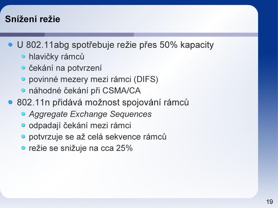 povinné mezery mezi rámci (DIFS) náhodné čekání při CSMA/CA 802.