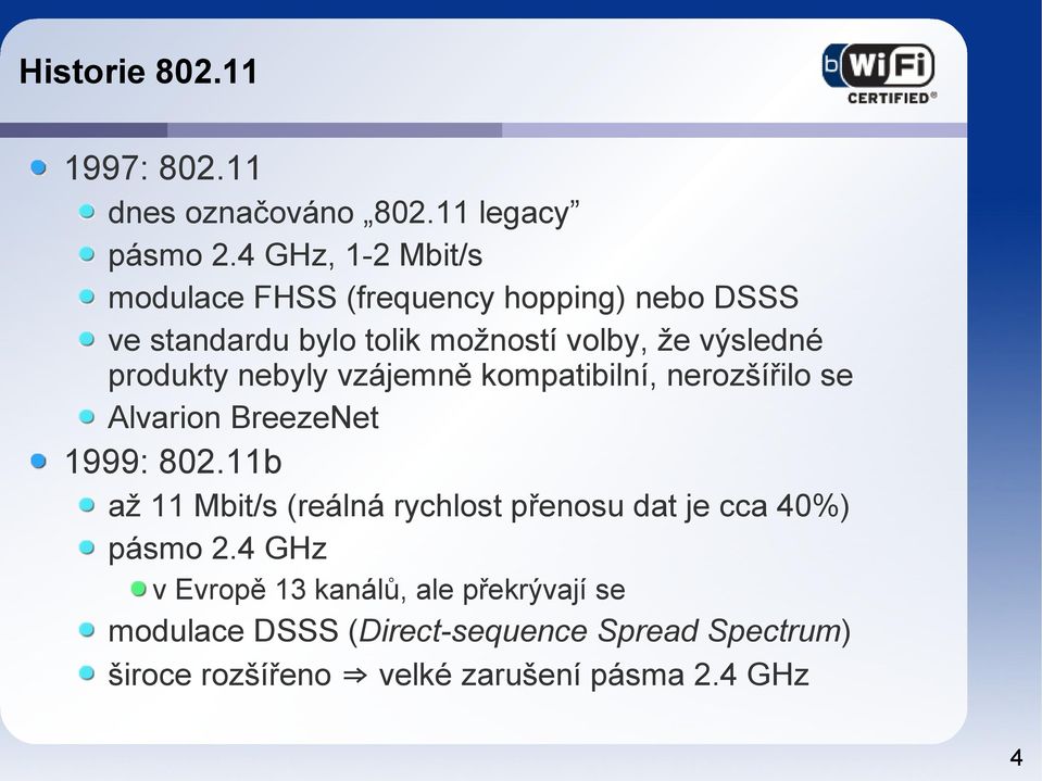 produkty nebyly vzájemně kompatibilní, nerozšířilo se Alvarion BreezeNet 1999 802.