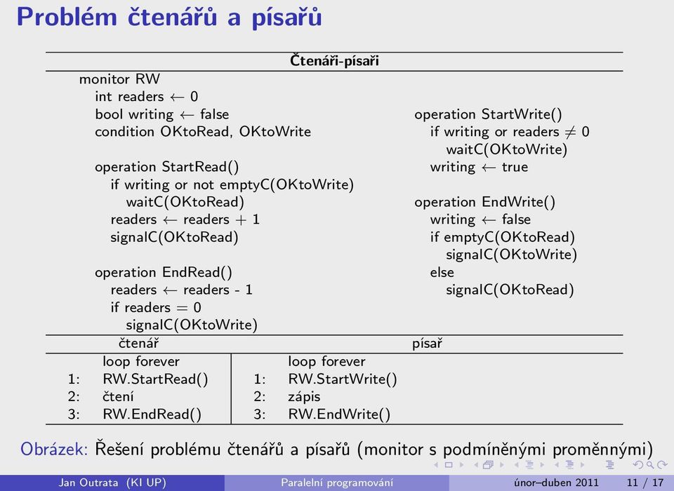 EndRead() loop forever 1: RW.StartWrite() 2: zápis 3: RW.