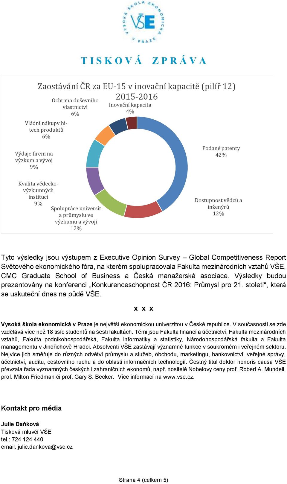 Competitiveness Report Světového ekonomického fóra, na kterém spolupracovala Fakulta mezinárodních vztahů VŠE, CMC Graduate School of Business a Česká manažerská asociace.