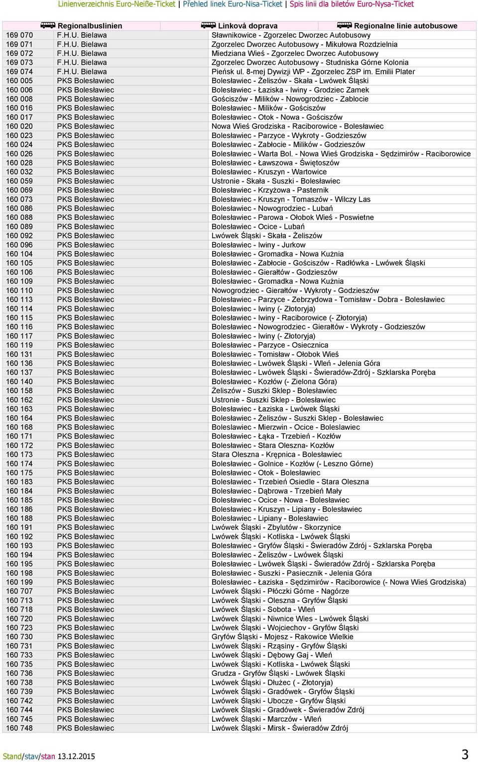 Emilii Plater 160 005 PKS Bolesławiec Bolesławiec - Żeliszów - Skała - Lwówek Śląski 160 006 PKS Bolesławiec Bolesławiec - Łaziska - Iwiny - Grodziec Zamek 160 008 PKS Bolesławiec Gościszów - Milików