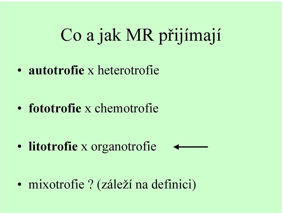 chemotrofie litotrofie x