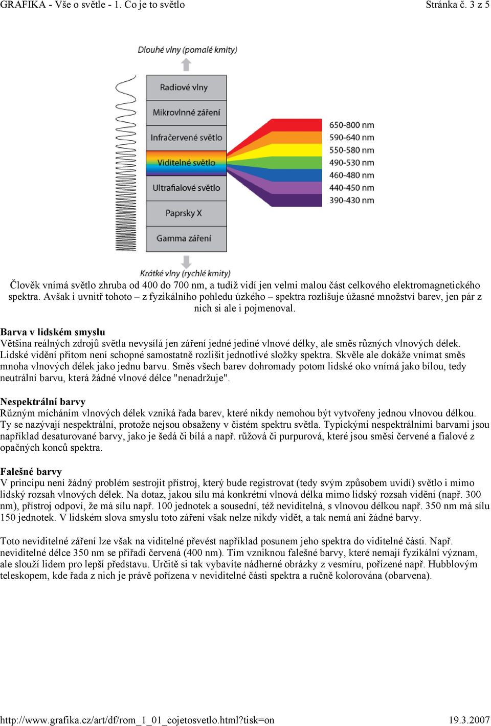 Avšak i uvnitř tohoto z fyzikálního pohledu úzkého spektra rozlišuje úžasné množství barev, jen pár z nich si ale i pojmenoval.