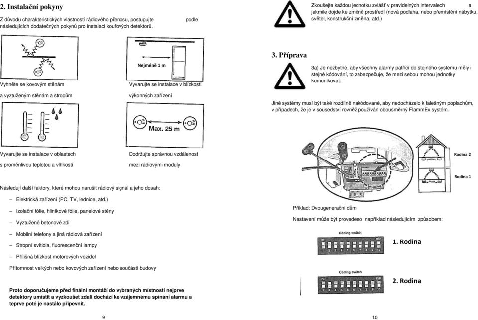 ) Nejméně 1 m Vyhněte se kovovým stěnám Vyvarujte se instalace v blízkosti 3.