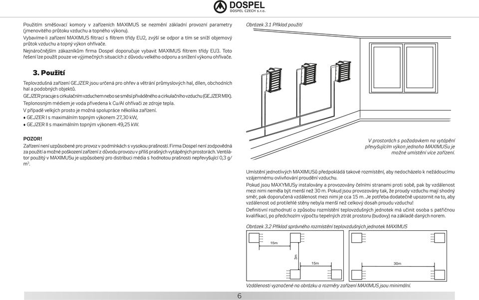 Nejnáročnějším zákazníkům firma Dospel doporučuje vybavit MAXIMUS filtrem třídy EU3. Toto řešení lze použít pouze ve výjimečných situacích z důvodu velkého odporu a snížení výkonu ohřívače. Obrázek 3.