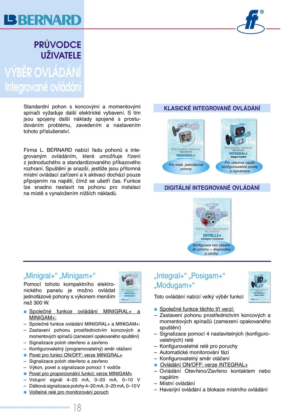 BERNARD nabízí řadu pohonů s integrovaným ovládáním, které umožňuje řízení z jednoduchého a standardizovaného příkazového rozhraní.