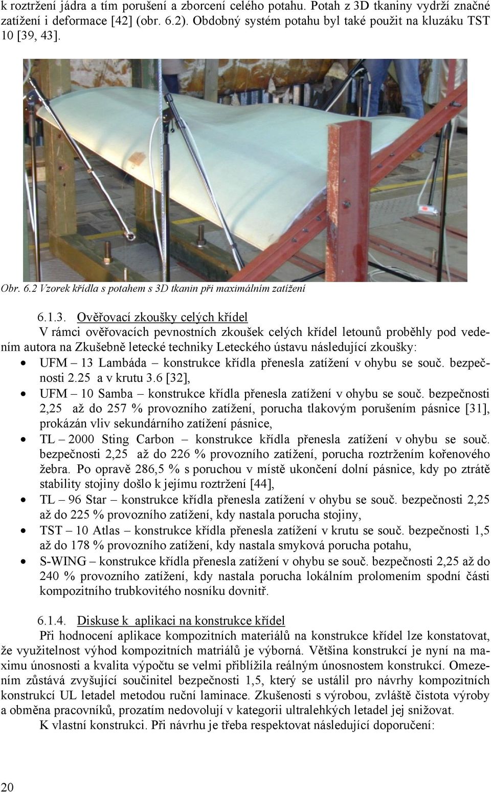 tkanin při maximálním zatížení 6.1.3.