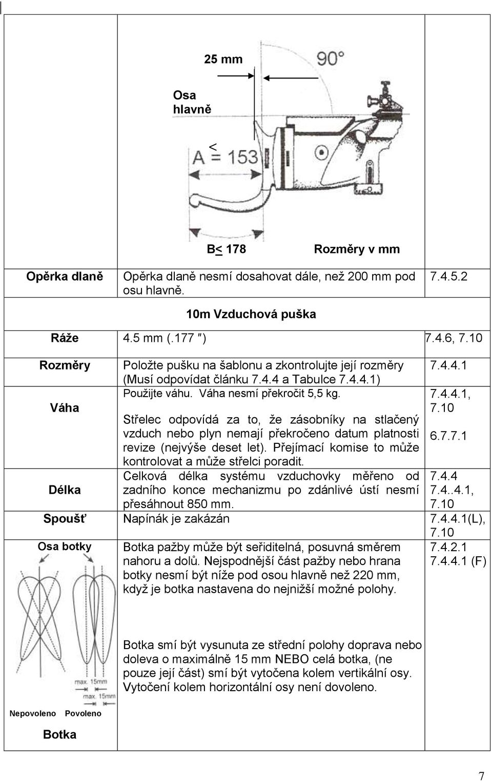 Střelec odpovídá za to, že zásobníky na stlačený vzduch nebo plyn nemají překročeno datum platnosti revize (nejvýše deset let). Přejímací komise to může kontrolovat a může střelci poradit.