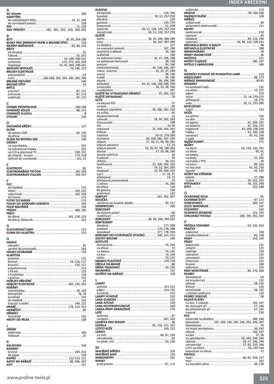 ....... 116 BRAŠNY NÁŘADOVÉ........................ 83, 84, 176 BŘITY do škrabek.......................................55 hákové...................................... 42, 241 olamovací.