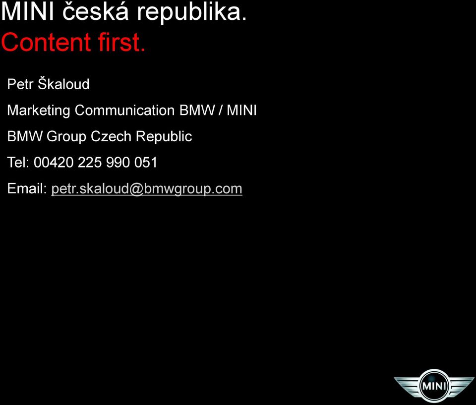 Communication BMW / MINI BMW Group