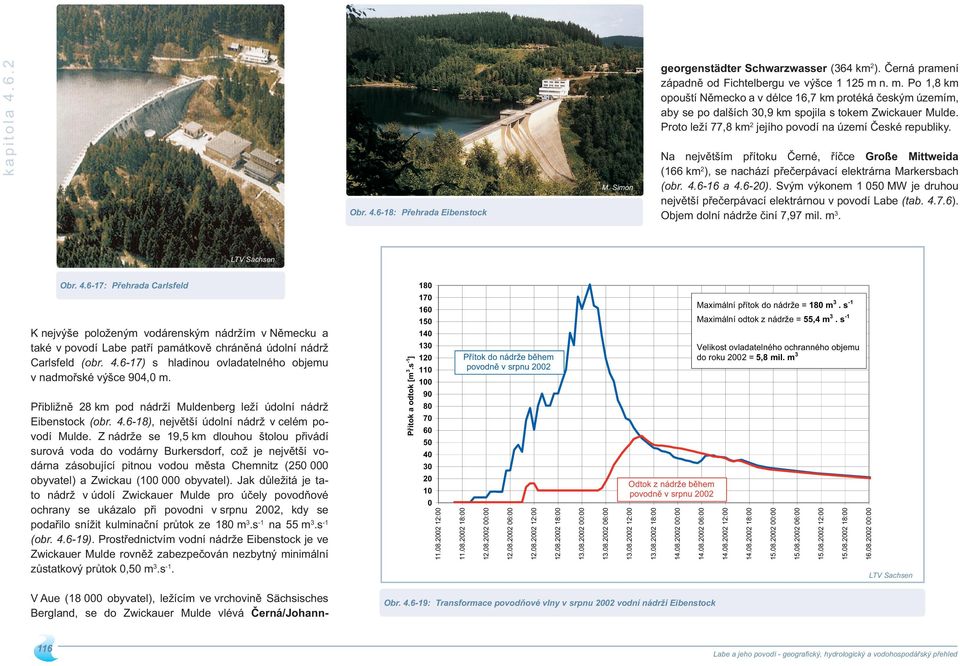 Na největším přítoku Černé, říčce Große Mittweida (66 km ), se nachází přečerpávací elektrárna Markersbach (obr. 4.6-6 a 4.6-).