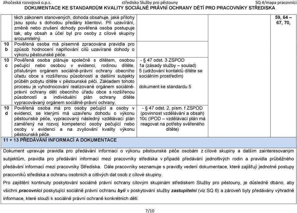 Pověřená osob má písemně zprcován prvidl pro způsob hodnocení nplňování cílů uzvírné dohody o výkonu pěstounské péče.