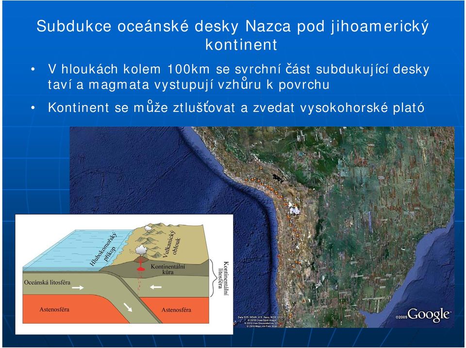 subdukující desky taví a magmata vystupují vzhůru k