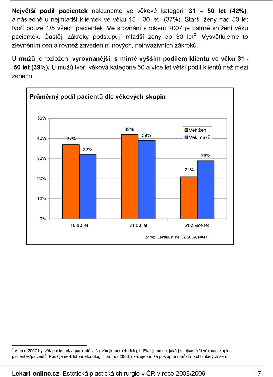 U muţů je rozloţení vyrovnanější, s mírně vyšším podílem klientů ve věku 31-50 let (39%). U muţů tvoří věková kategorie 50 a více let větší podíl klientů neţ mezi ţenami.