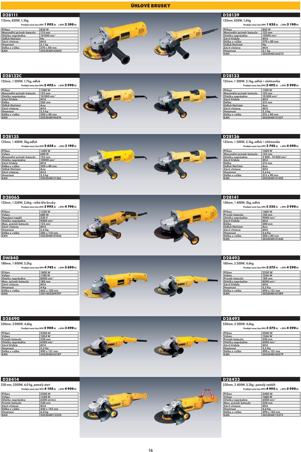 125 mm 10 000 min -1 Závit hřídele Délka 285 mm Odfuk Nečistot Ano 2,5 kg 300 x 80 mm EAN 5035048196274 D28133 125mm, 1 200W.