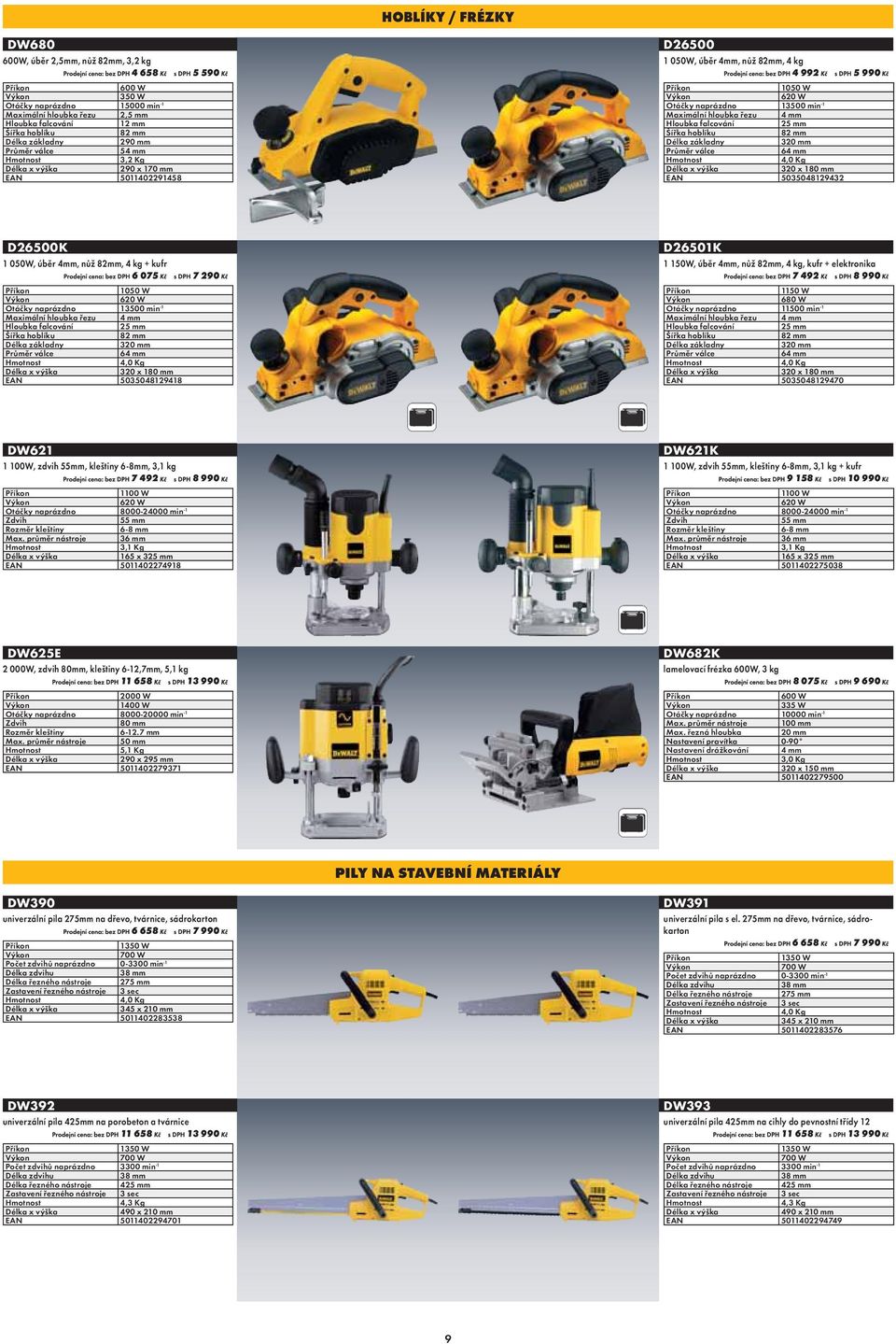 Délka základny 320 mm Průměr válce 64 mm 4,0 Kg 320 x 180 mm EAN 5035048129432 D26500K 1 050W, úběr 4mm, nůž 82mm, 4 kg + kufr 6 075 7 290 1050 W 620 W 13500 min -1 Maximální hloubka řezu 4 mm