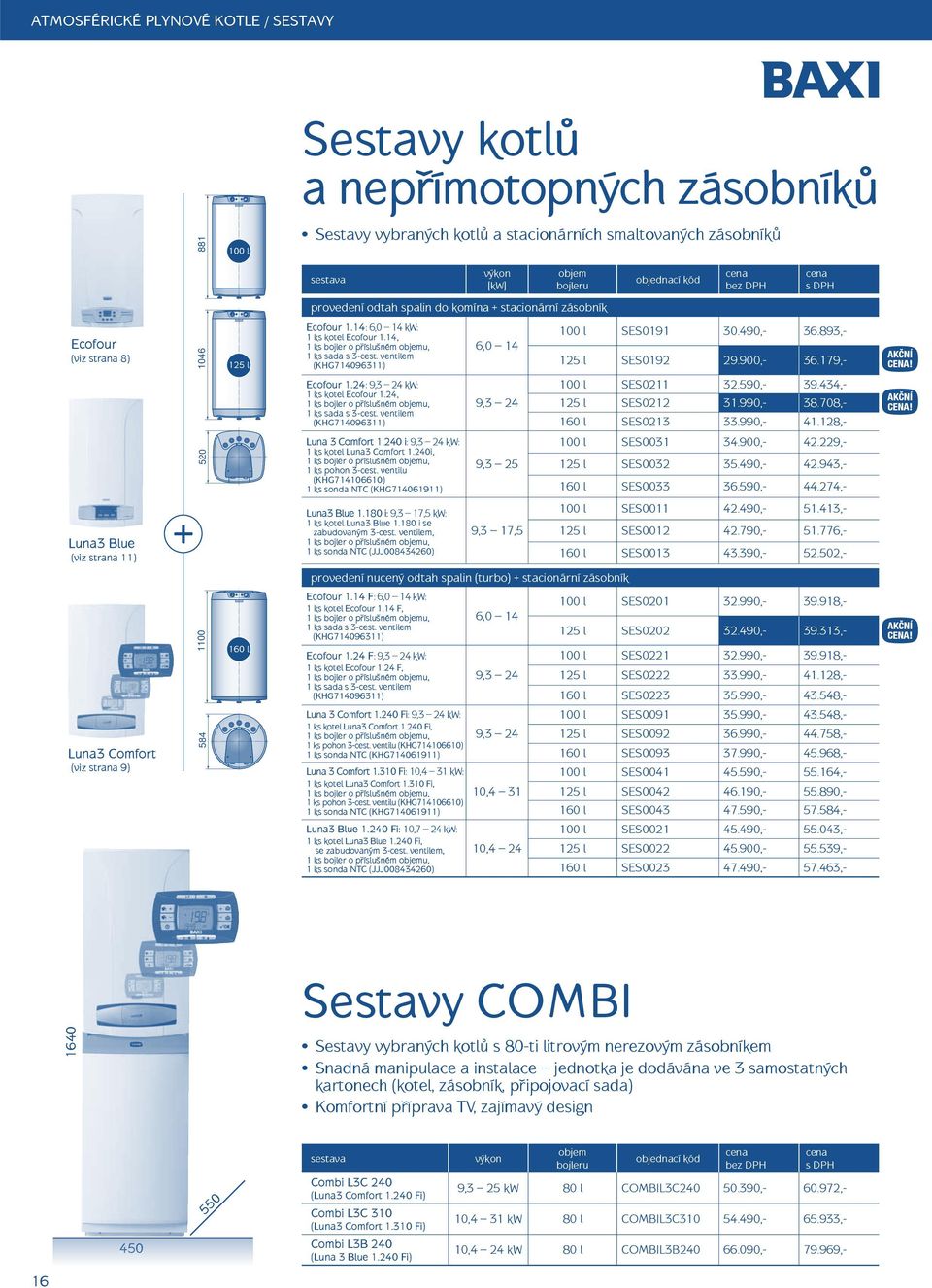 14, 1 ks bojler o příslušném objemu, 6, 14 1 ks sada s 3-cest. ventilem (KHG71496311) 125 l SES192 29.9,- 36.179,- Ecofour 1.24: 9,3 24 kw: 1 ks kotel Ecofour 1.